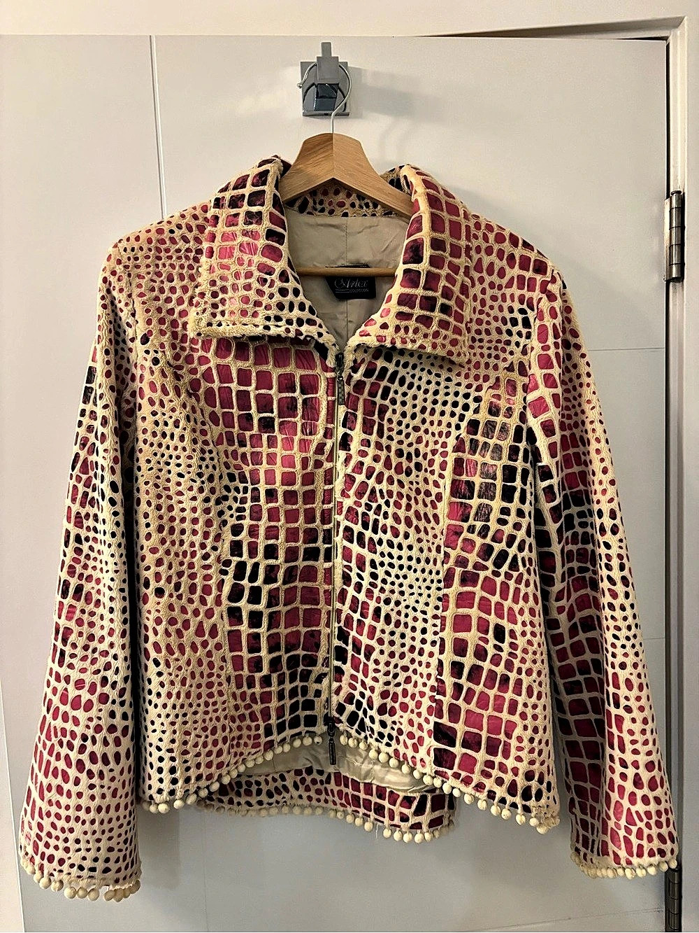 Mazer Collection Animal Print Jacket in Pink & Cream Like New